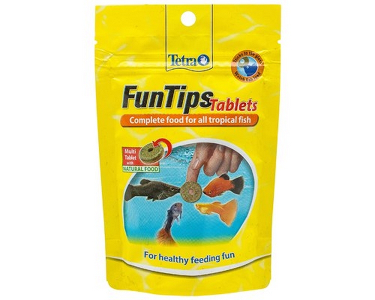Tetra Fun Tips - Adhesive Tropical Food - 75 Tablets